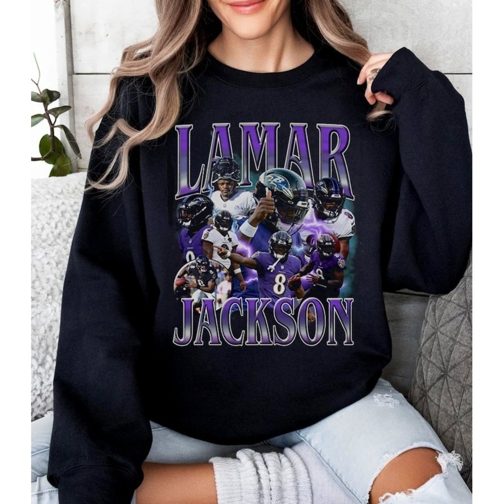 Vintage 90s Graphic Style Lamar Jackson Sweatshirt - Lamar Jackson Sweatshirt